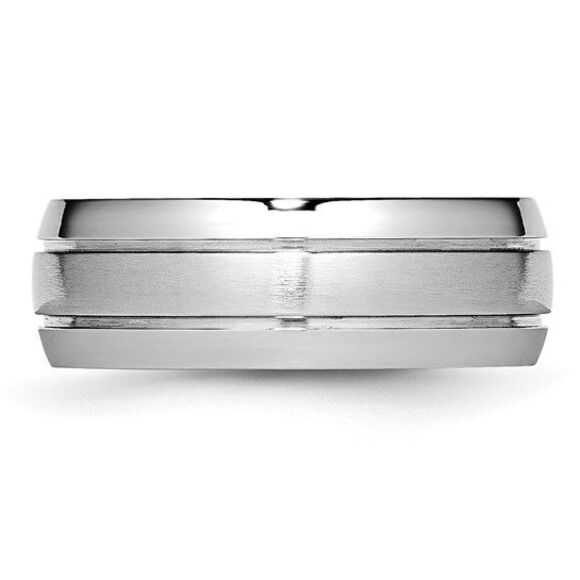 Chisel Cobalt Polished & Satin Grooved 8mm Band - Picture 3 of 9